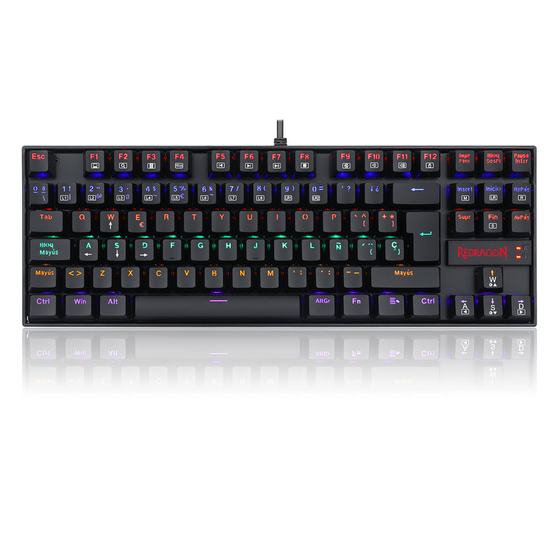 TECLADO REDRAGON KUMARA RAINBOW, SPANISH K552-KR-SP BLACK-RED SWITCH REDRAGON