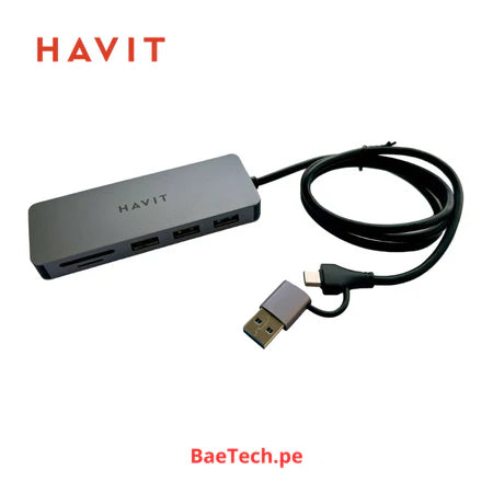 DISPOSITIVO HUB - 1 USB 3.0 - 2 USB 2.0 - 1 TIPO C - 2.0 SD - TF - PN INTERNAL HV-H41 HAVIT