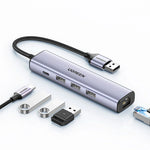 ADAPTADOR UGREEN USB C A ETHERNET HUB 4 EN 1 /CM475/ GIGABIT RJ45 3 USB 3.0