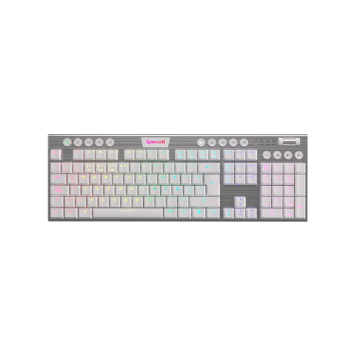 TECLADO REDRAGON HORUS FS WHITE WIRELESS, SPANISH K618W-RGB-SP RED SWITCH REDRAGON