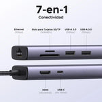 UGREEN REVODOK HUB USB C 7 EN 1 CON GIGABIT ETHERNET 4K A 60HZ HDMI, CARGA PD DE 100 W