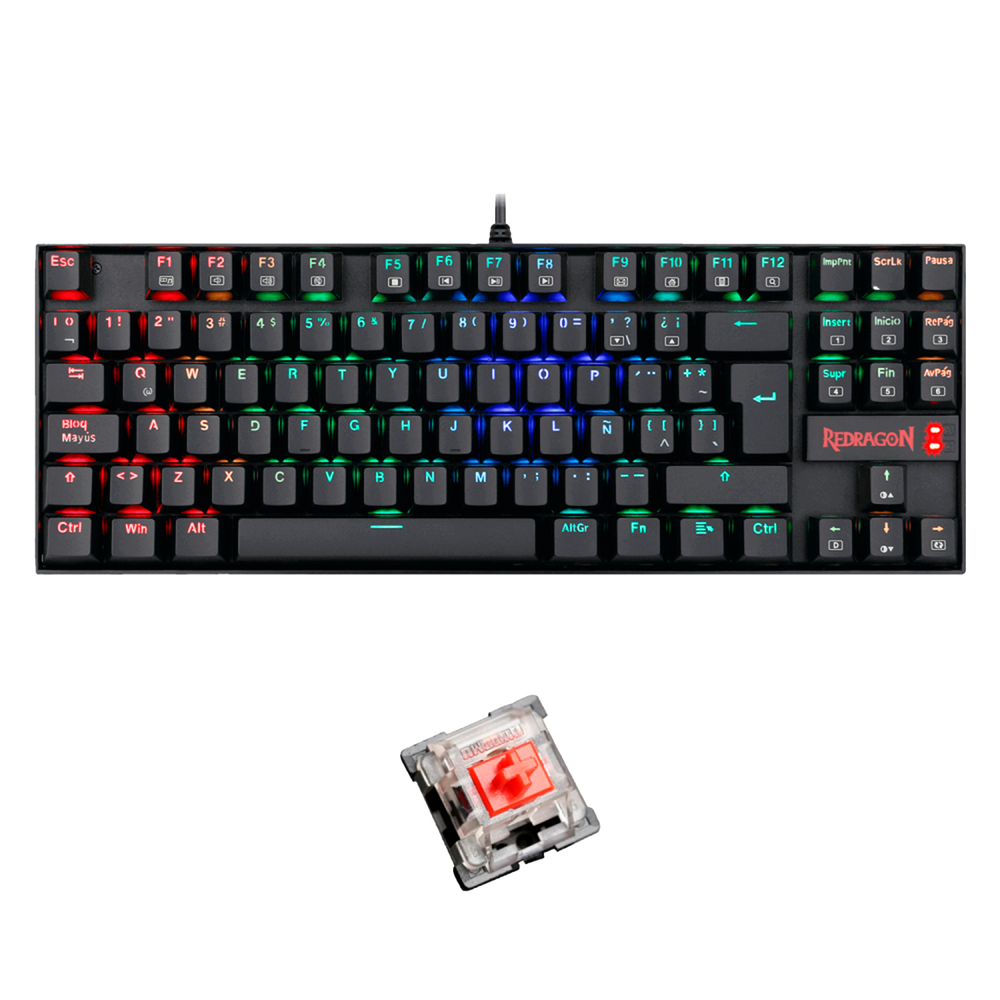 K552RGB TECLADO REDRAGON KUMARA BLACK, SPANISH RED SWITCH REDRAGON