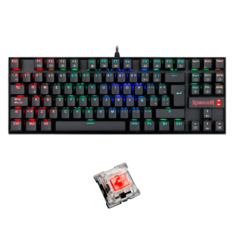 K552RGB TECLADO REDRAGON KUMARA BLACK, SPANISH RED SWITCH REDRAGON