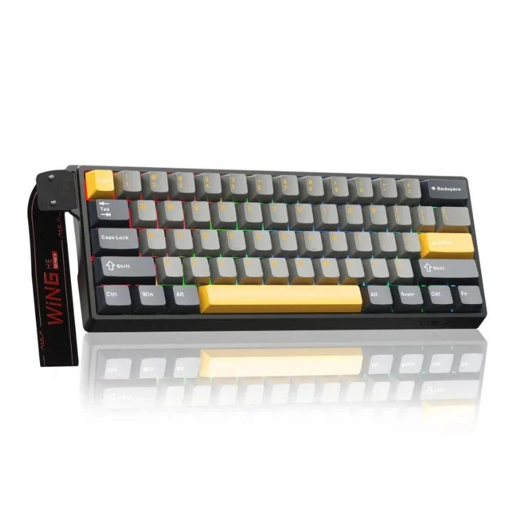 TECLADO WIN60HE MAX CABLEADO BLACK/GREY/YELLOW - WING CHUN MAGNETIC SWITCH AULA