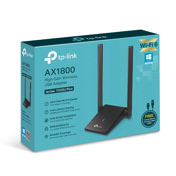 ARCHER TX20U PLUS ADAPTADOR USB TP-LINK WIFI 6 AX1800 DUAL BAND (5GHZ/2.4GHZ)