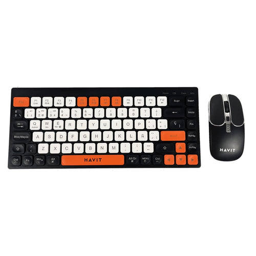 KIT OFFICE (TECLADO-MOUSE) INALAMBRICO HAVIT KB831WB-SP BK,WH,OR 94 KEYS HAVIT
