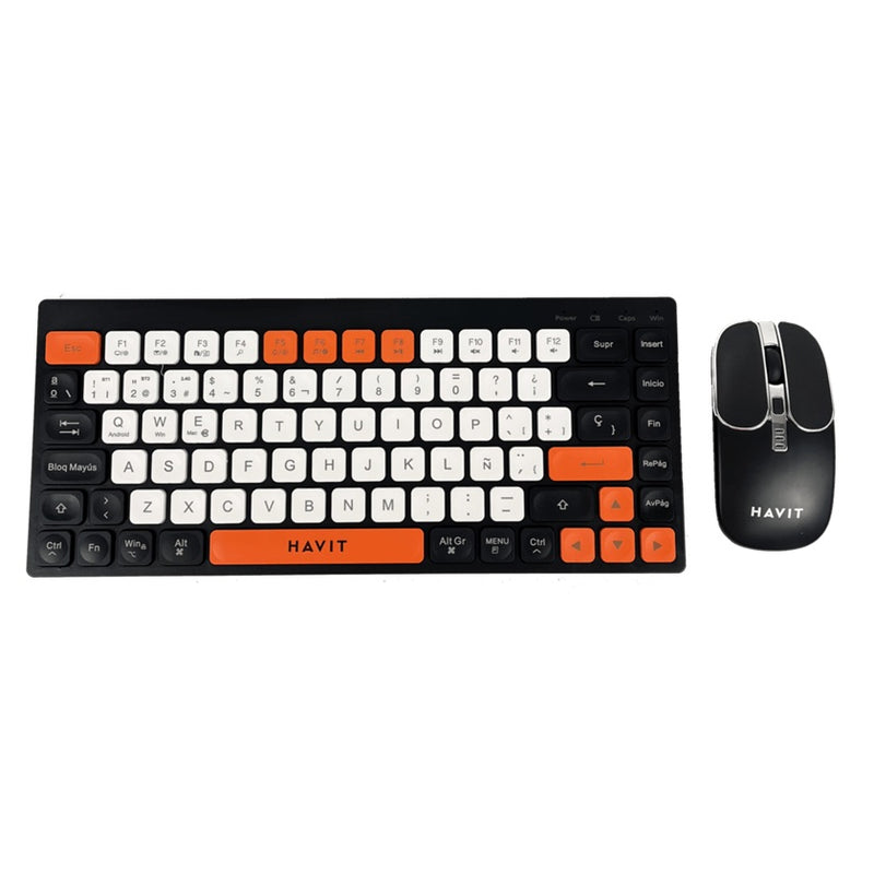 KIT OFFICE (TECLADO-MOUSE) INALAMBRICO HAVIT KB831WB-SP BK,WH,OR 94 KEYS HAVIT