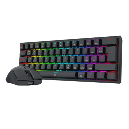 COMBO REDRAGON S143 TECLADO K617RGB FIZZ SP + MOUSE M724 BLACK
