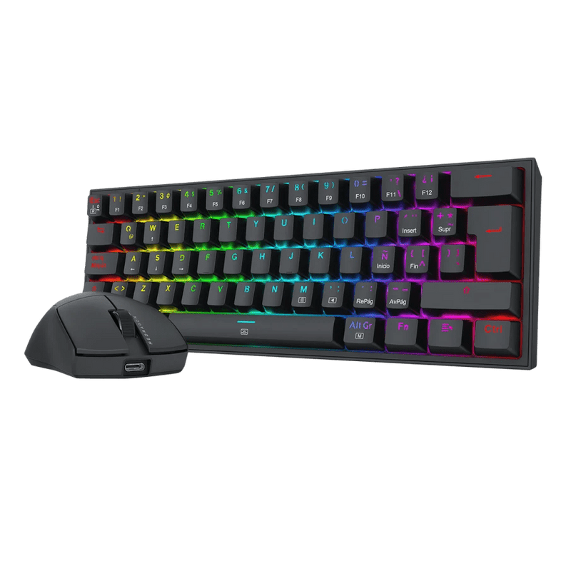 COMBO REDRAGON S143 TECLADO K617RGB FIZZ SP + MOUSE M724 BLACK