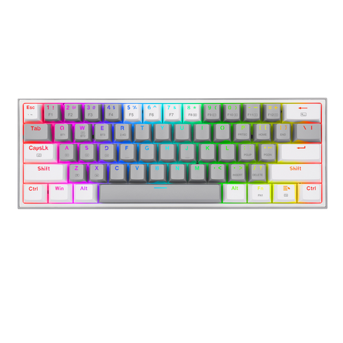 TECLADO FIZZ PRO WIRELESS, SPANISH K616-RGB-GW GREY/WHITE REDRAGON