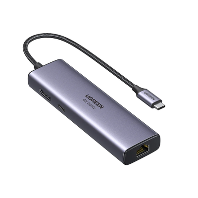 UGREEN REVODOK HUB USB C 7 EN 1 CON GIGABIT ETHERNET 4K A 60HZ HDMI, CARGA PD DE 100 W