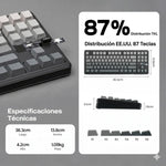 TECLADO F87 PRO V2 INALAMBRICO INGLES BLACK DEGRADED- GRAY WOOD SWITCH AULA