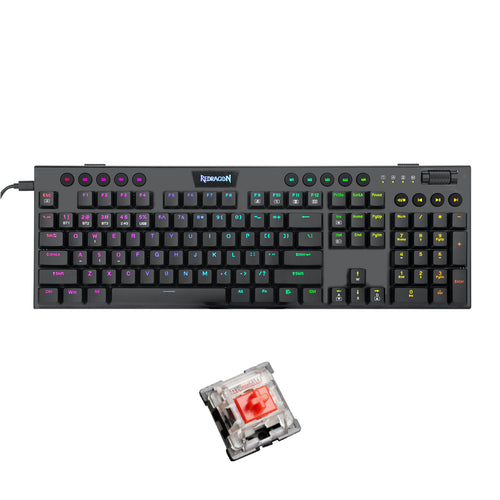 TECLADO REDRAGON HORUS FS CABLEADO, SPANISH K619-RGB-SP BLACK RED SWITCH REDRAGON