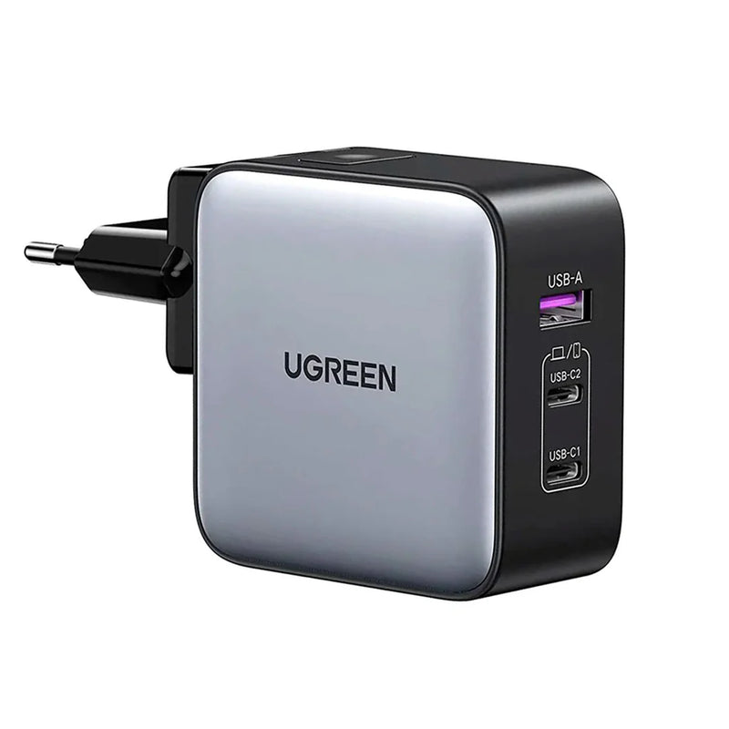 90409 - CD296 - CARGADOR 65W FAST CHARGER - GAN - 3 PUERTOS - 3 ENCHUFES UGREEN